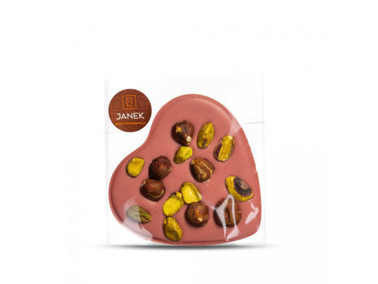 Obrázek Srdíčko s lískovými ořechy a pistáciemi RUBY 70g Janek