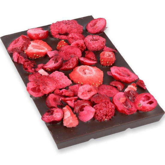 Obrázek Čokoládová tabulka hořká + maliny 100g Chocotopia