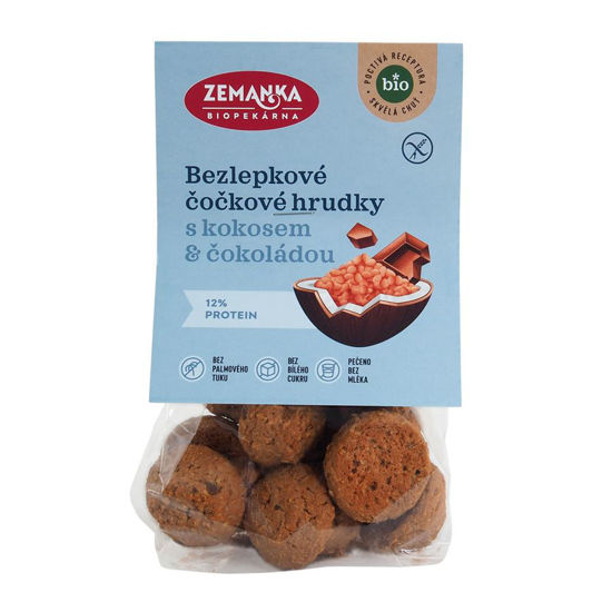 Obrázek Bezlepkové čočkové bio hrudky s kokosem 100g Zemanka