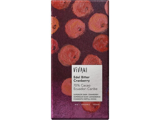 Obrázek Hořká čokoláda s brusinkami 100g Vivani
