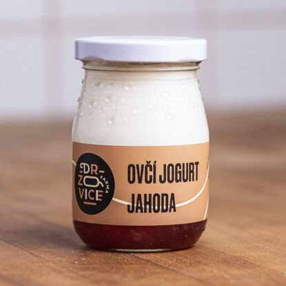 Obrázek Ovčí jogurt jahoda 180ml Farma Držovice